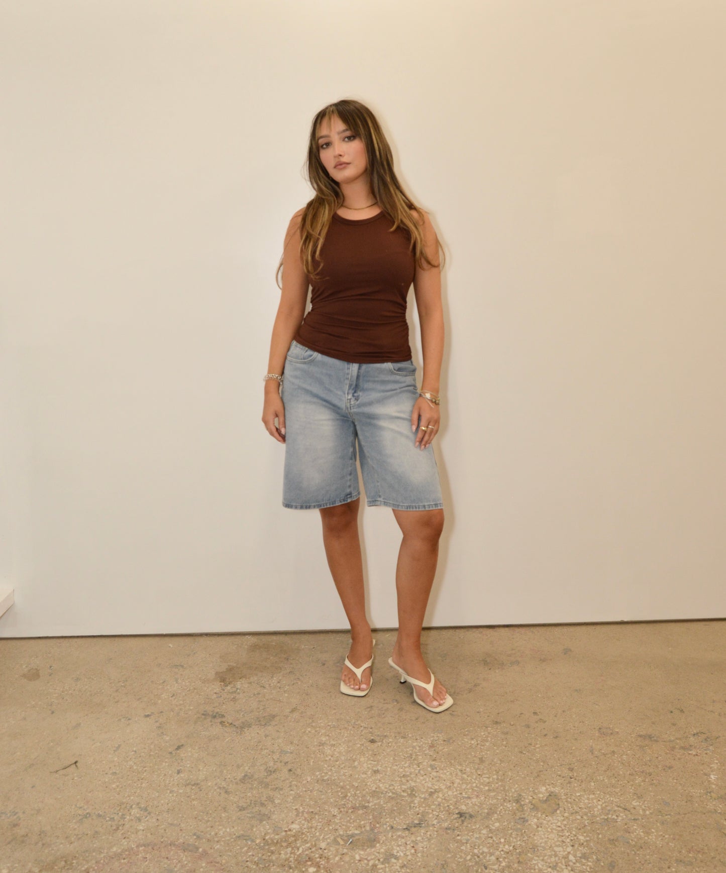 Racer plunge VEST TOP - mocha