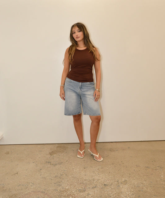 Racer plunge VEST TOP - mocha