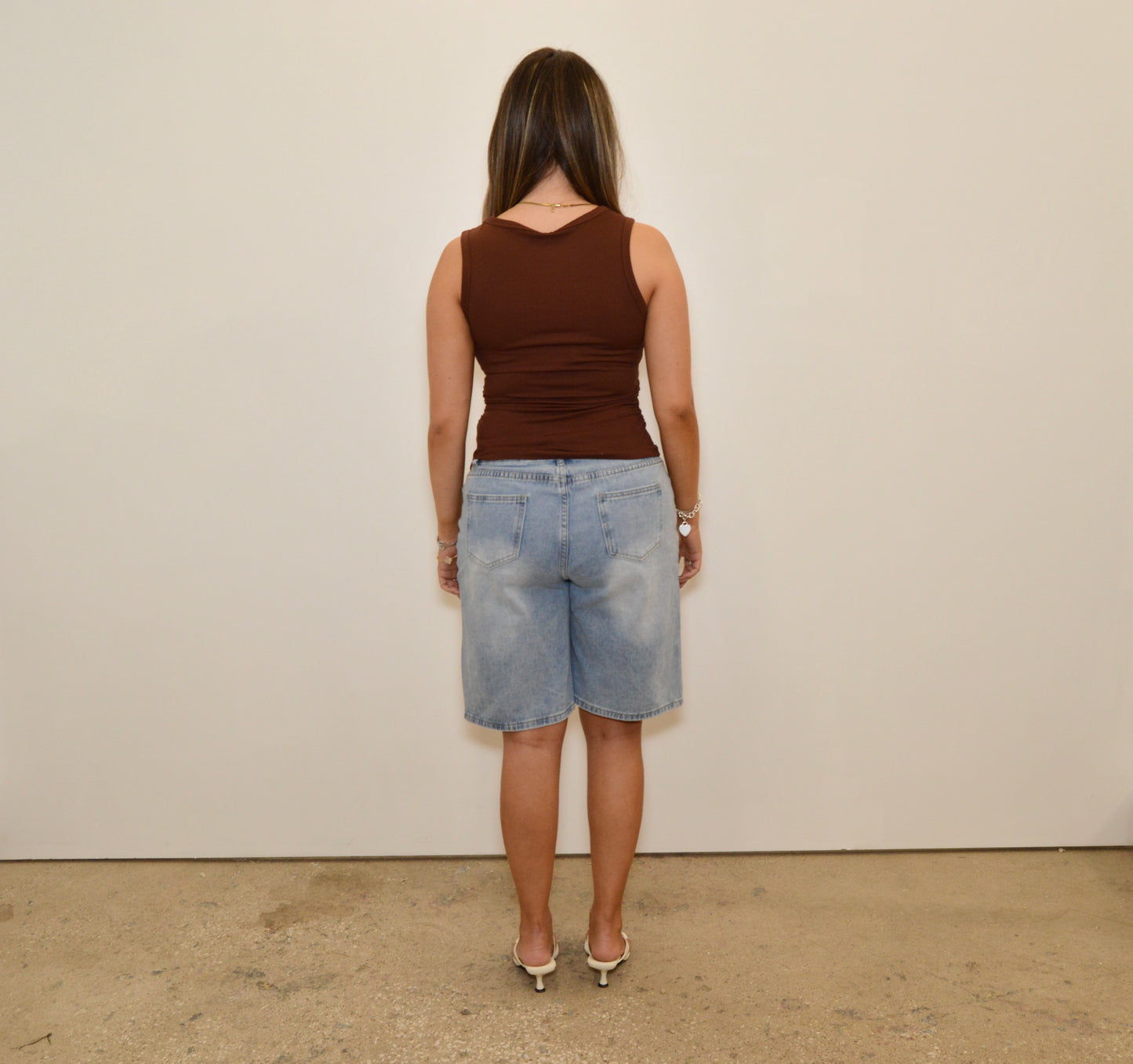Racer plunge VEST TOP - mocha